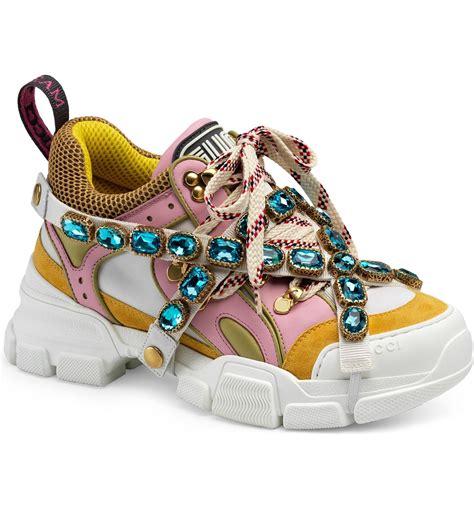 gucci flashtrek embellished sneakers women|gucci jeweled sneakers price.